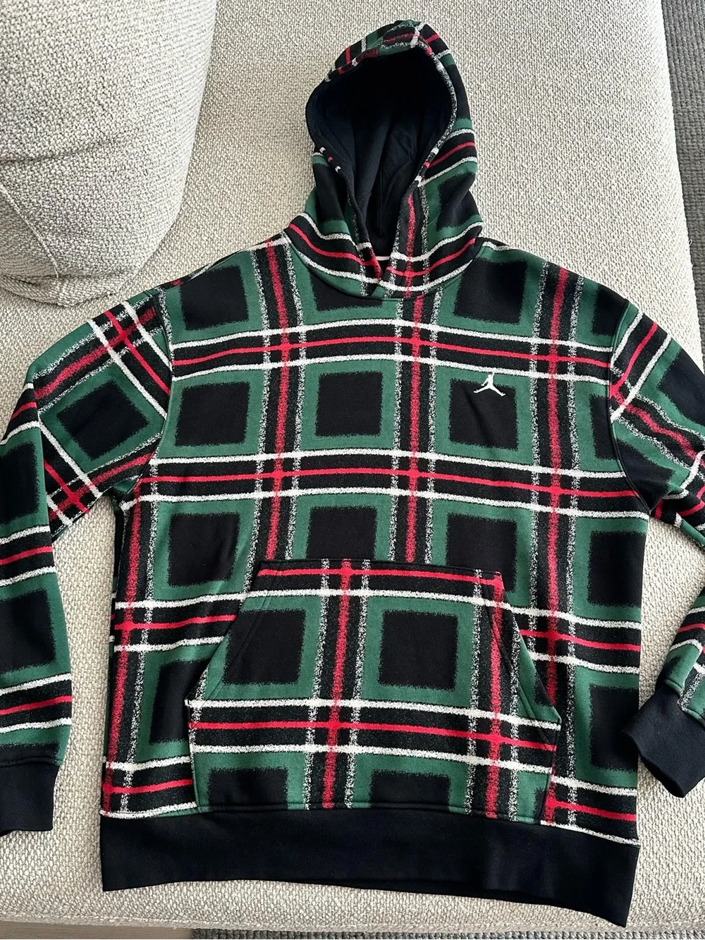 Jordan Green Black Red Plaid Hooded Pullover